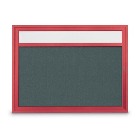 United Visual Products Slim Enclosed Corkboard, 30"x36", Satin Alum Frame/Blue Spruce UVEB3036-SATIN-BLSPRU